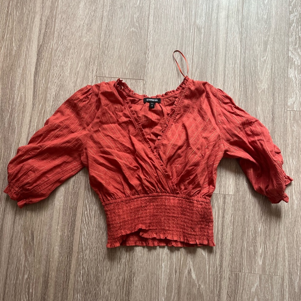Express Sparkly Wrap Top